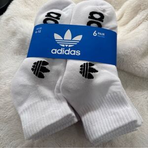 adidas White Athletic Socks with Trefoil Logo